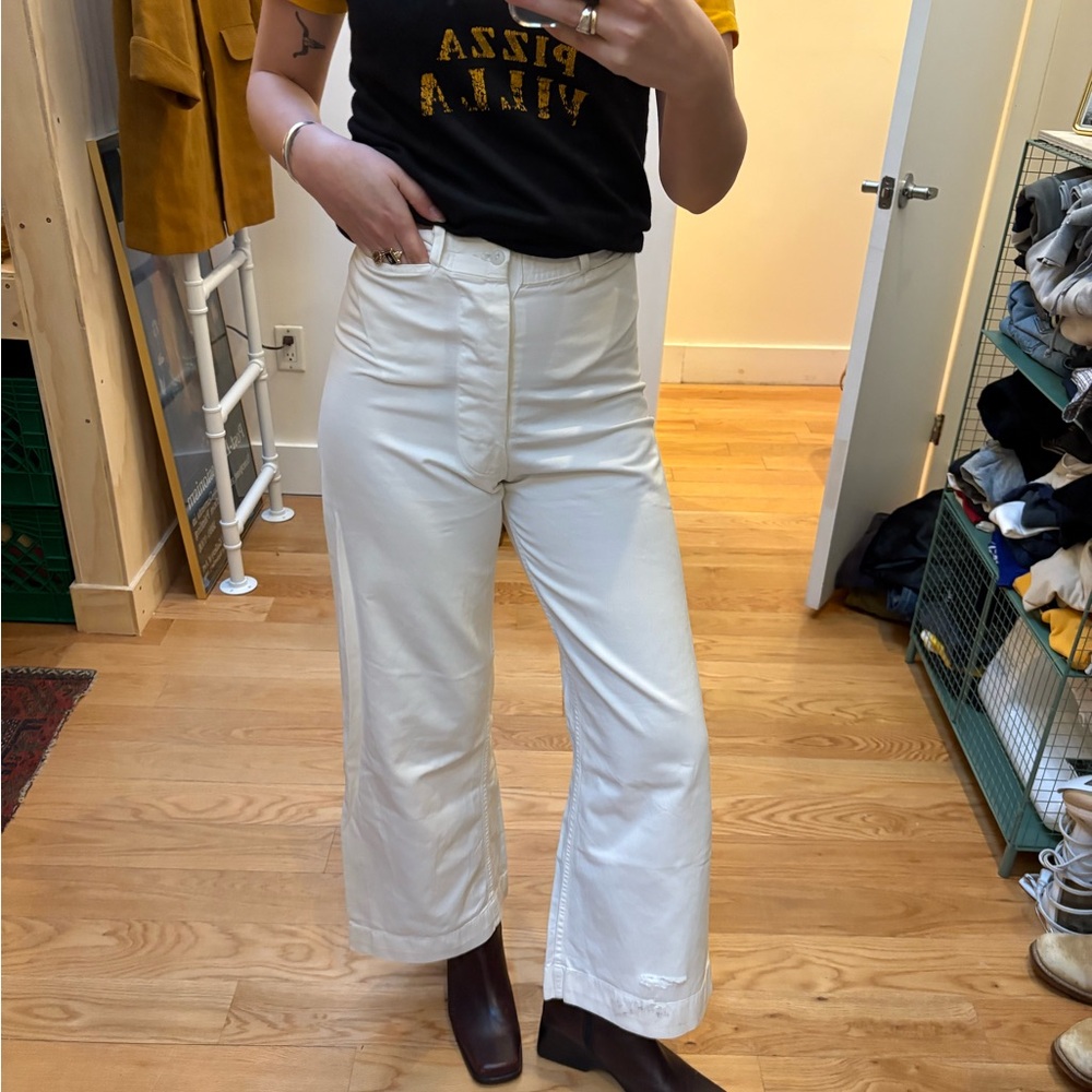 White 1940’s Sailor Wide-Leg Pants - Picture 4 of 6